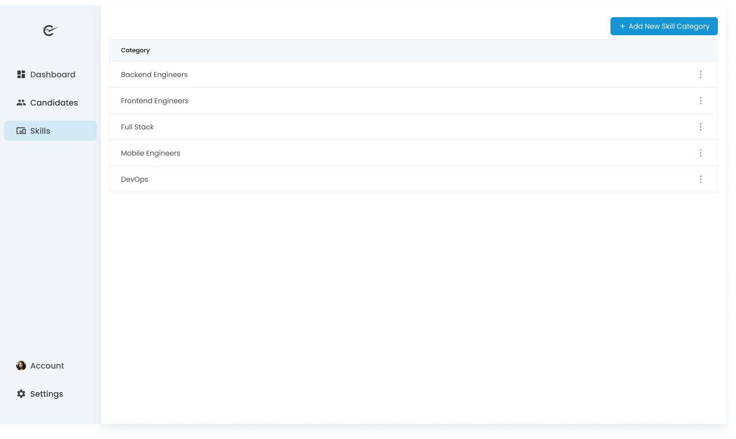 Talent Intelligence skill category configuration